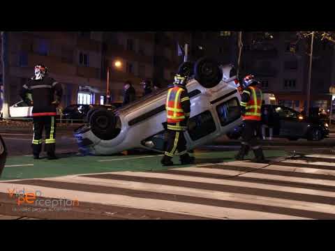 Collision, la voiture termine sur le toit à Colmar