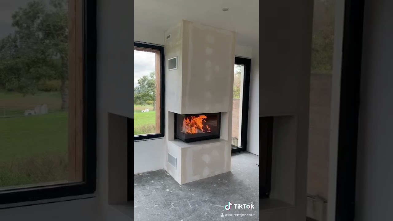 Cheminée coffre avec insert PHILIPPE R747 2 vitres #home #fireplace#cheminée#bois#insert