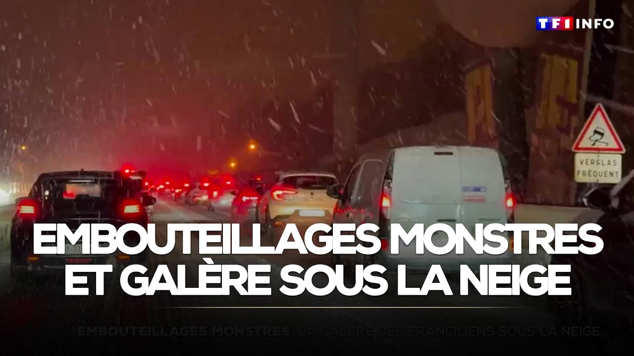 Transports, routes,... Embouteillages monstres et galère sous la neige｜TF1 INFO