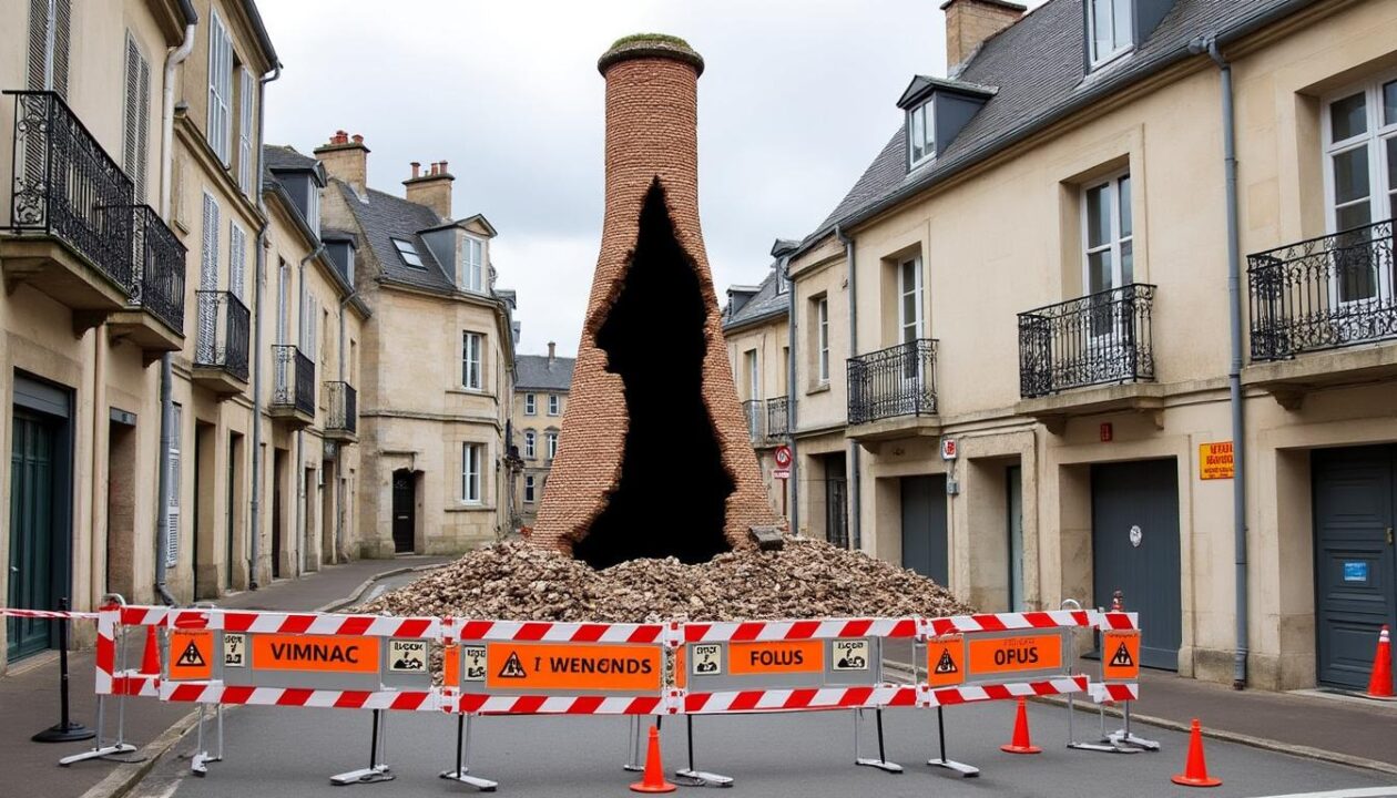 à pontivy, la rue lorois est fermée par mesure de précaution en raison du risque d'effondrement imminent d'une cheminée datant du xvie siècle, assurant la sécurité des habitants et visiteurs.